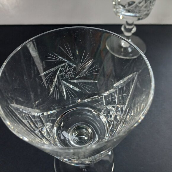 Vintage Pinwheel Cut Crystal Red Wine Goblets Bohemian Style a Pair (2) - Picture 3 of 6